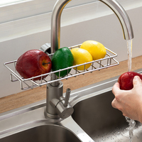 Support de rangement pour évier en acier inoxydable, organiseur d'éponge de cuisine, égouttoir, support d'éponge pour robinet de cuisine