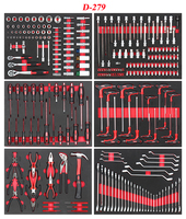 Servante d'Atelier Rouge en Acier Verrouillable à Sept Tiroirs, Ensemble d'Outils Robuste 279 Pièces, pour Réparation Automobile et Atelier OEM/OBM