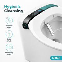 Toilette intelligente en céramique à double chasse, lavage des fesses, nettoyage pour enfants, séchage à air chaud, siège chauffant, télécommande incluse, chasse automatique
