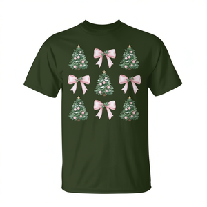 Camiseta con estética femenina de árbol de Navidad y lazos coquetos rosas - Product Image 2