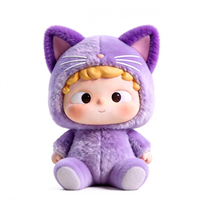 Peluche chat violette en tissu doux, jouet animal en peluche personnalisé, peluche chat personnalisée