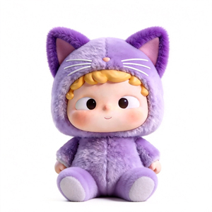 ตุ๊กตาแมวผ้าเนื้อนุ่มสีม่วง ของเล่นตุ๊กตาสัตว์ ตุ๊กตาแมวสั่งทำพิเศษ ของเล่นตุ๊กตาสัตว์แบบสั่งทำพิเศษ - Product Image 2