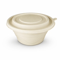 Contenant rond en amidon de 1250 ml pour plats chauds, compatible micro-ondes, jetable, pour traiteur, en vrac