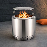 Barbecue à bois sans fumée Natural Gifts avec circulation d'air à 360°, table de feu et poêle extérieur