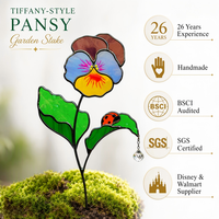 Décoration de jardin Art Déco fantaisie en vitrail, motif marguerite et coccinelle, ornement unique pour anniversaire, pour maman, YAPPIE HD-0300, décoration florale pour la maison