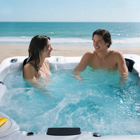 Baignoire Spa Moderne de Luxe pour 4 Personnes Rectangulaire Hydrothérapie Bain à Remous Extérieur Massage pour Maison Hôtel Jardin Piscines