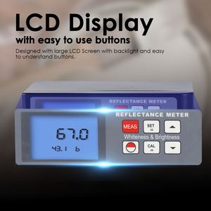 Compteur numérique avancé de blancheur et de luminosité par réflectométrie, plage 0~100, blancheur lumière bleue (R457) pour peintures, textiles, papier - Product Image 5