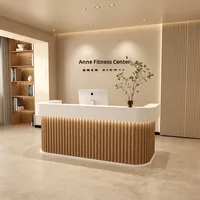 Bureau de réception commercial en bois pour magasin de vêtements, salon de beauté, studio de yoga - Design moderne et simple