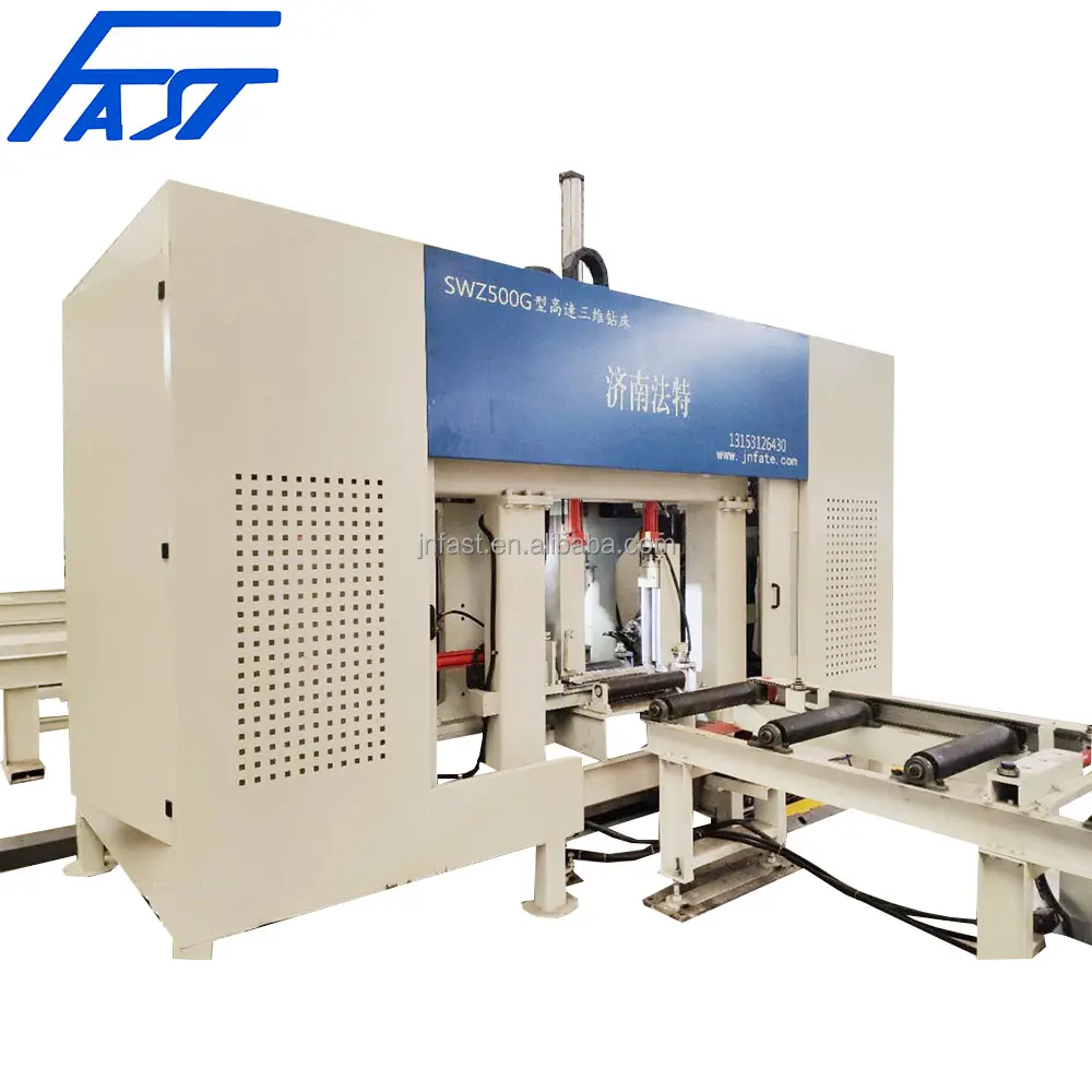 H-kiriş delme ve kesme üretim hattı 10 eksenli CNC 3D sondaj makinesi + 1 eksenli CNC testere makinası