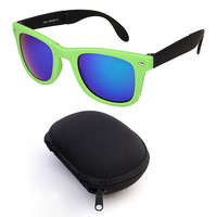 ONLYLOVE OL2871F Monture PC pliable personnalisée à bord complet pour lunettes de soleil, verres miroir, mini étui léger et durable, protection UV