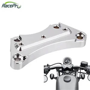 RACEPRO Motorcycle One Piece Chrome CNC Billet Aluminum Super Handlebar Top Riser Clamp for Harley FL