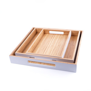 Japanese-style <b>bamboo</b> tray tea <b>table</b> with handles, suitable for home use, hotels, restaurants, serving dishes, rectangular - Product Image 1