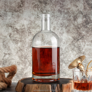 Bouteille de spiritueux en verre cristal haut de gamme, directement de l'usine, cylindrique avec épaule et fond épais, vide, pour whisky, brandy, <span class=keywords><strong>tequila</strong></span>. - Product Image 4