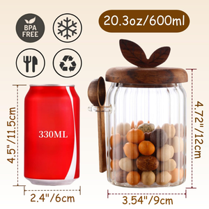 Modern Airtight Glass Storage Containers Lids Spoon <b>Large</b> Capacity Cylinder Canisters for Kitchen Food Use Great for Parties - Product Image 2