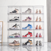 Boîte à chaussures transparente en plastique à double porte, empilable, en acrylique, pour rangement et présentation de baskets