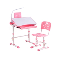 Bureau d'étude réglable en hauteur, grande Table de rangement pour enfants, avec tiroirs de rangement, Led