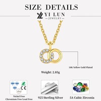 Collier YILUN en argent sterling 925 avec pendentif cercles entrelacés plaqué or 24 carats, bijoux tendance