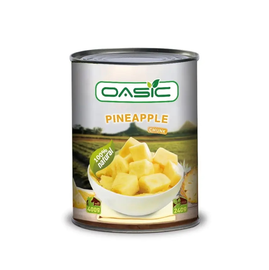 Hot Sale Fresh Juicy Slice/Chunk/Pieces/Crushed Pineapple In Syrup Taste Sweet Canned Pineapple
