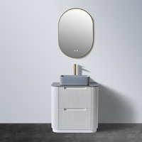Meuble de salle de bain mural de 30 pouces avec tiroirs à surface cannelée, design de rangement direct et écologique, étanche