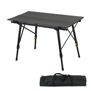 Outdoor Aluminum Wood Roll <b>Table</b> Top Height Adjustable Folding Camping <b>Portable</b> <b>Table</b> Ajustable Picnic High Camping <b>Table</b> - Product Image 1