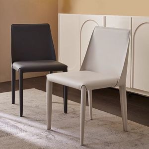 Minimalist Saddle Leather Dining Chair Modern High-end Light Luxury Home Furniture <b>Backrest</b> Armless Designer Hotel Restaurant - Product Image 3