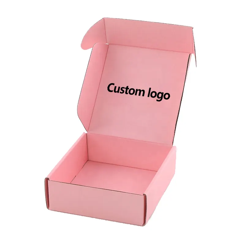 Fabriek Gegolfd Papier Custom Verpakking Mailer Roze Dozen Met Afdrukken Eco-Vriendelijke Kraft Papier Doos Verzending