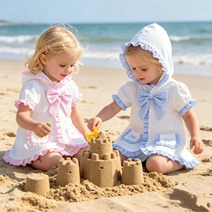 Cubrebikini <span class=keywords><strong>de</strong></span> Verano para Niña Pequeña, <span class=keywords><strong>Traje</strong></span> <span class=keywords><strong>de</strong></span> <span class=keywords><strong>Baño</strong></span> <span class=keywords><strong>Blanco</strong></span> <span class=keywords><strong>de</strong></span> Tela <span class=keywords><strong>de</strong></span> Rizo para Bebés y Niñas Pequeñas, Chaqueta con Volantes y Bordado - Product Image 1