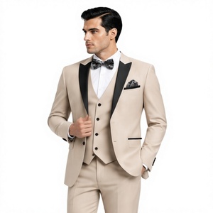 WARPRO INDUSTRY Costume trois pièces en laine noir pour homme, coupe droite, col à revers, simple boutonnage, devant plat - Product Image 1