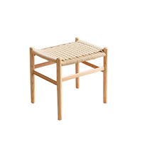 Petit tabouret tressé en bois de hêtre, style Wabi-Sabi, pour la remise de chaussures, table de maquillage, ottoman en bois massif pour la maison