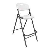 Chaise pliante haute en plastique avec structure métallique, portable, empilable, résistante à l'eau, pour événements extérieurs, banquets et repas en plein air