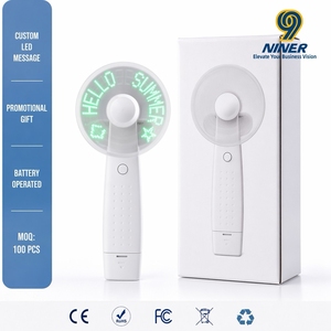 Custom Logo USB Charging Mini LED Light <strong>Fan</strong> Portable Handy Plastic Battery Handheld Electric <strong>Fan</strong> For Summer Advertising Gift - Product Image 1