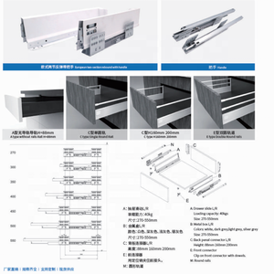 40kg văn phòng 3 lần đôi tường ngăn kéo bảng điều khiển bên 2D có thể điều chỉnh mềm đóng hộp kim loại ngăn kéo trượt thanh lịch đường sắt hộp mỏng hệ thống - Product Image 3
