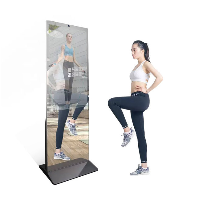 Floor Standing Full Brightness Interactive Magic Mirror Ads Player Multi Touch Screen Kiosk for Experience Center