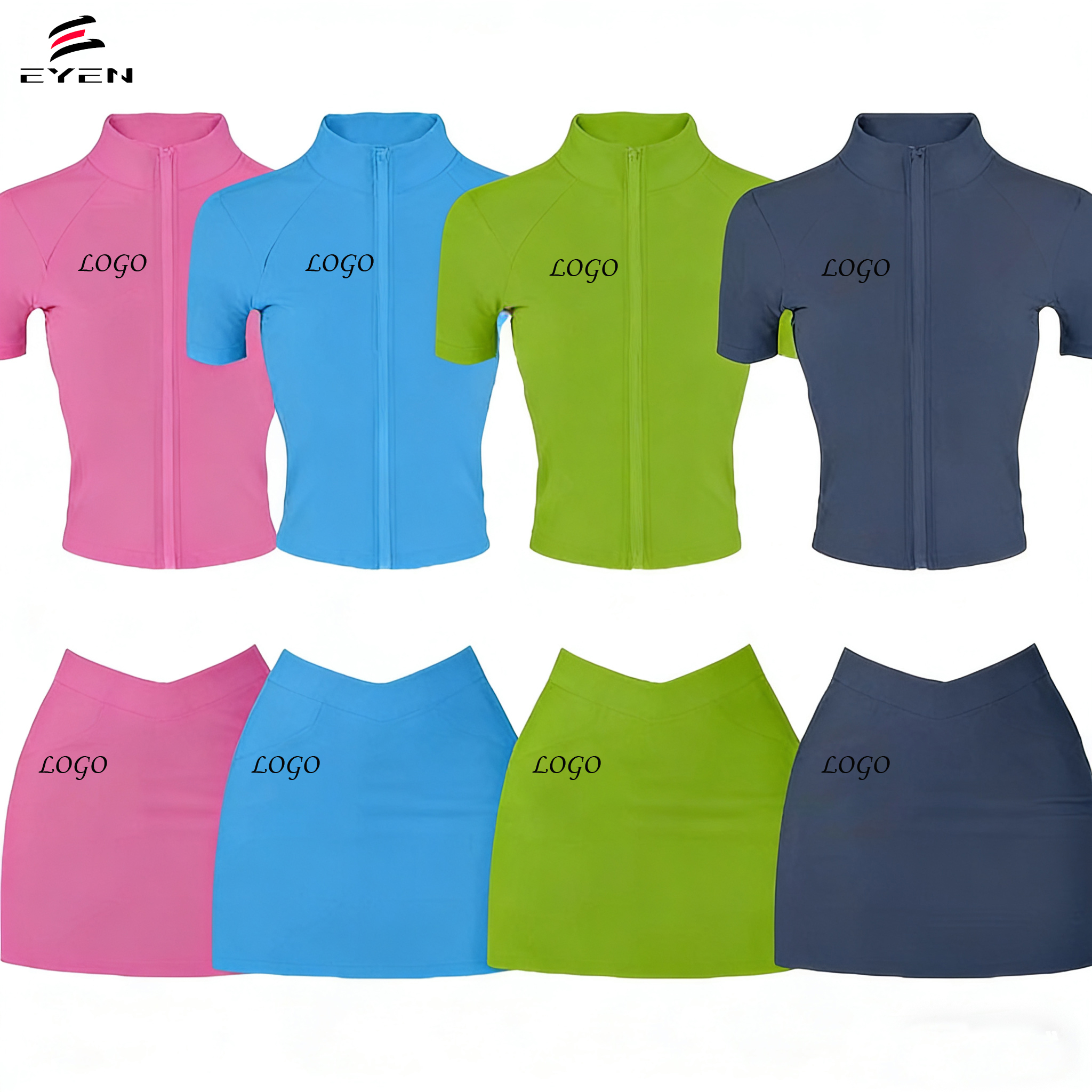 2026 New Arrivals Custom Logo Spring Women Set Skinny Zip up Hooded Yoga Gym Jacket With Shorts 2 Piece Shorts Set Tracksuits
