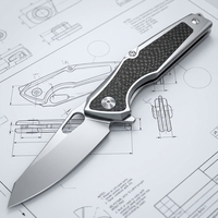 Couteau pliant de poche en acier M390 Premium avec manche en fibre de carbone titane, EDC, survie, bricolage, multifonctionnel, étui noir