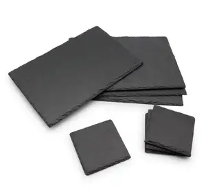 Wholesale Natural Healthy Materials Black Round Rectangle Slate Plate Steak Sushi Slate Dinner Slate Placemat