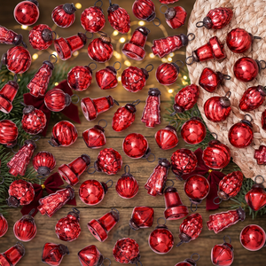 Vente en gros de petites décorations de Noël rouges, forme mixte, verre rétro, 1 pouce, pour la décoration du Nouvel An et les cadeaux GSET-620 - Product Image 3