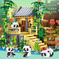 Set mainan plastik MOC pondok hutan bambu, Model bata rakit edukasi anak-anak, Set blok bangunan kreatif 59093