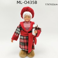 Poupées de Noël debout de 33 cm, figurines en peluche du Père Noël et de la Mère Noël pour la décoration de vitrine de Noël, décoration de la maison, cadeau