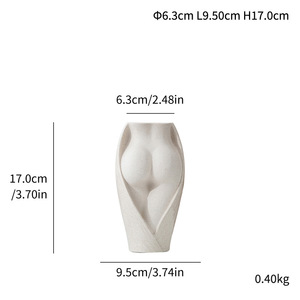 Fleur créative européenne en céramique blanche semi nude insérée dans un ornement artisanal du corps humain pour étagère meuble TV chambre à coucher hôtel - Product Image 4