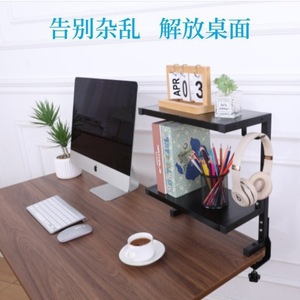 Desktop Double Layer Bookcase 2 Tier Tabletop Clip Storage <b>Rack</b> For Books And Electronics Organizer - Product Image 4