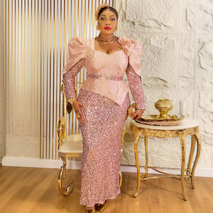 H&D S10822 Abiti Africani di Alta Qualità per Donne, <span class=keywords><strong>Vestito</strong></span> Elegante da Cerimonia <span class=keywords><strong>con</strong></span> Paillettes e <span class=keywords><strong>Cintura</strong></span> - Product Image 3