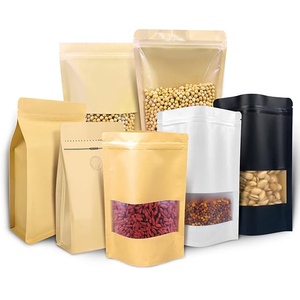 Sachet Doypack en plastique Mylar refermable en papier Kraft réutilisable pour amandes, thé <span class=keywords><strong>vert</strong></span>, céréales, grains, chocolat, lait, chewing-gum - Product Image 2