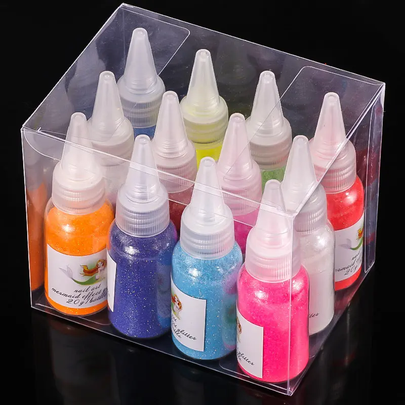12 couleurs brillant paillettes lâche paillettes pigment effet miroir chromé sirène acrylique ongles poudre