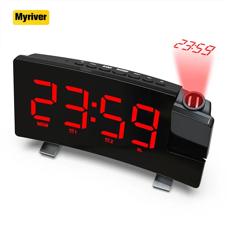 Myriver Digital Time Date And Temperature Are Displayed On The Same Screen Wooden Alarm Table Deak Clock