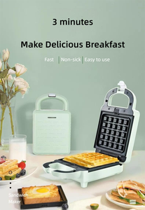 New Design Nonstick Ceramic Coating Zhejiang Green <b>Waffle</b> and Sandwich <b>Maker</b> Toaster Electric Grill Household Use - Product Image 5