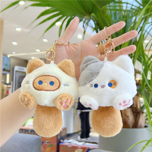 Vente en gros de porte-clés en peluche chat mignon et cool, avec son, pour sacs d'école d'étudiants, spécial pour les machines à griffes - Product Image 1