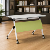 Table de conférence haut de gamme avec chaises pliantes, ensemble en MFC, forme circulaire, bureau mobile modulaire pour deux personnes