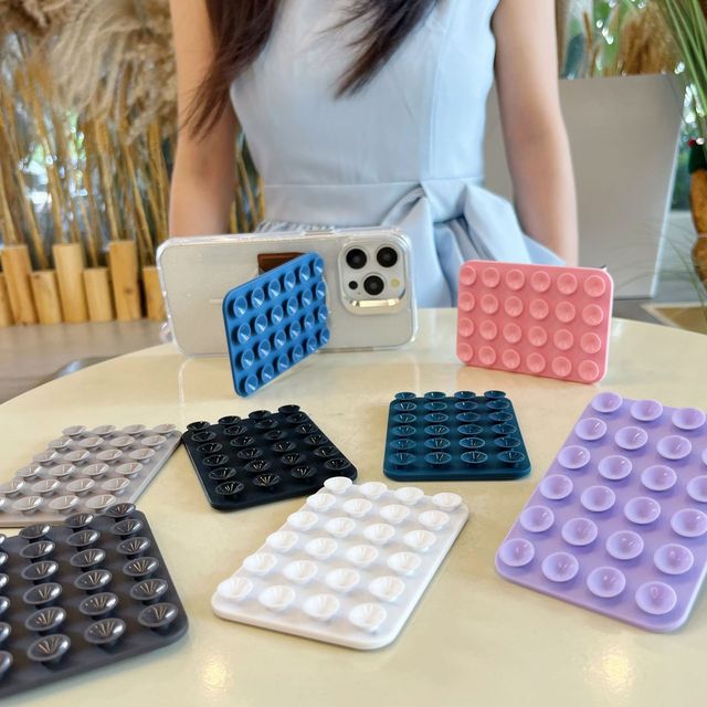 Self-Adhesive Foldable Kickstand Mobile Holder Reusable Silicone Suction Cup Grip Slim Fit Phone Holder for iPhone for Samsung