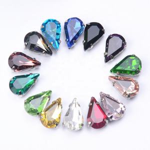 6X10Mm cristal gota de agua costura diamantes de imitación plata garra 4 agujeros vidrio Strass piedra vestido adornos Diy joyería artesanal - Product Image 1